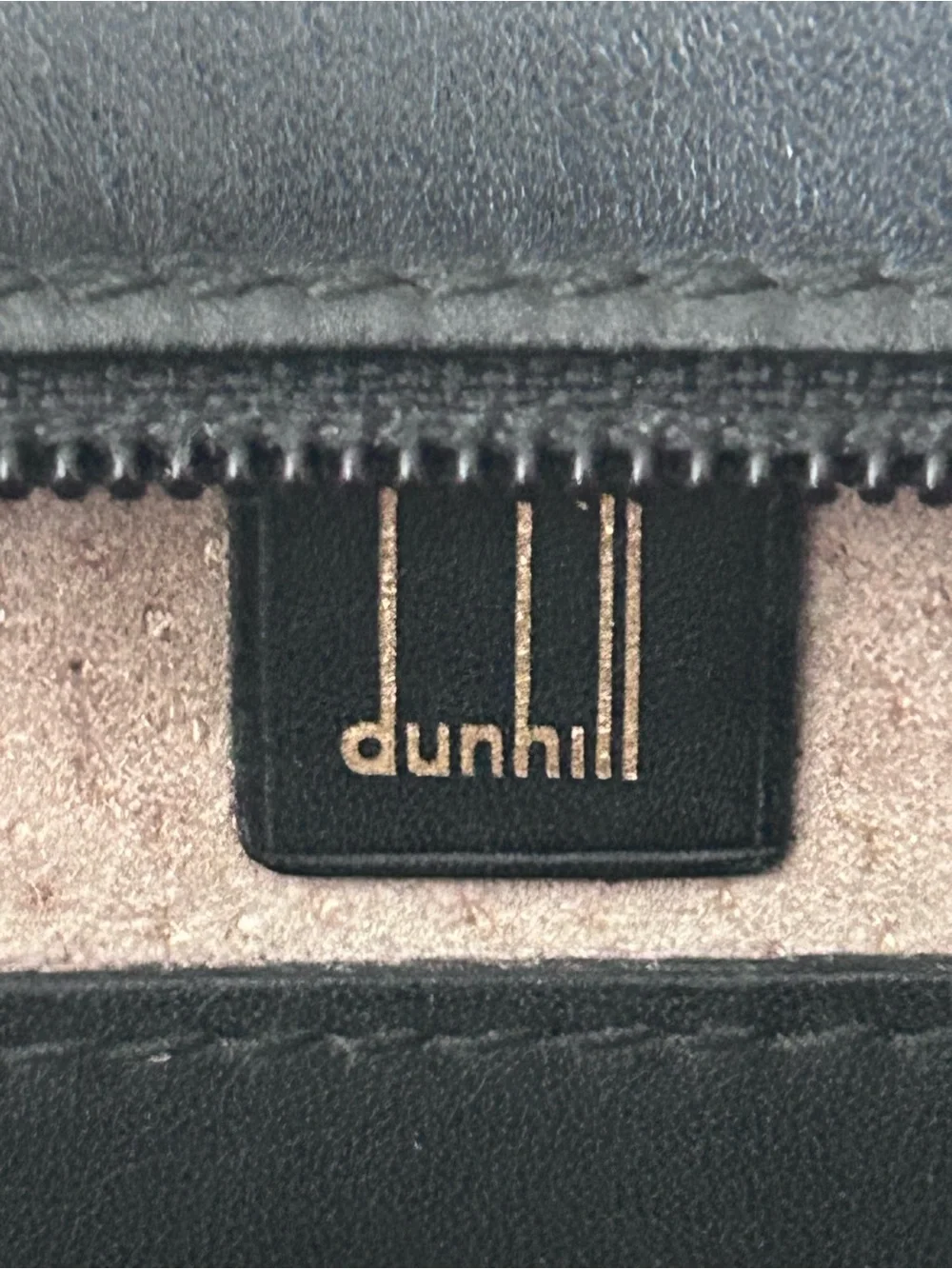Vintage Dunhill Unisex Business Bag 1990s Clutch Wristlet Leather Black Y2K